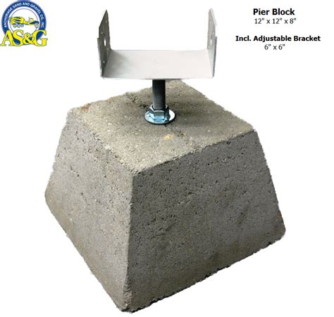 concrete pier block with metal bracket 6x6|adjustable concrete pier block.